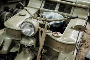 SINSHEIM, GERMANY - OCTOBER 16, 2018 Technik Museum. Old war motorcycle. View from the front photo