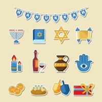 Hanukkah Sticker Set vector