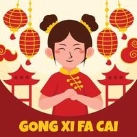 concepto de tarjeta de felicitación gong xi fa cai vector