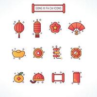 iconos del festival gong xi fa cai vector