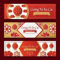 Gong Xi Fa Cai Greeting banner With Lanterns and Cloud