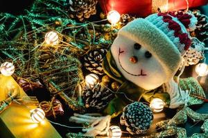 Christmas decoration, teddy and lights photo