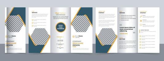 Diseño de plantilla de folleto tríptico creativo corporativo y comercial. vector