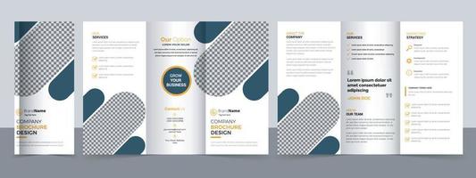 Diseño de plantilla de folleto tríptico creativo corporativo y comercial. vector