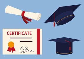 graduation certificate and cap vector