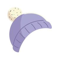 Sombrero de invierno púrpura con diseño aislado de icono de pompón vector