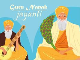 tarjeta festiva guru nanak jayanti vector