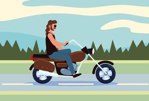 motorcycle rider on road vector