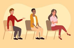 people sitting on chairs vector