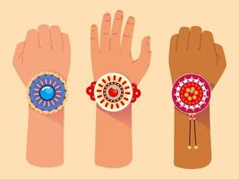 raised hands with bracelets vector