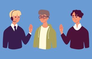 set of young men vector