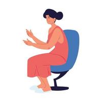 sad woman sitting on the chair vector