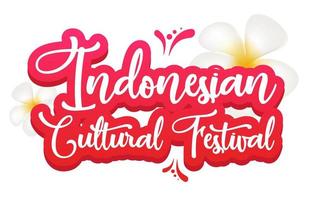 Indonesian cultural festival flat poster vector template. Galungan and kuningan. Banner, brochure page, leaflet design layout with text. Sticker with calligraphic lettering and plumeria