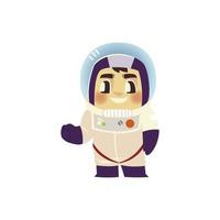 space astronaut character with spacesuit and helmet cartoon vector