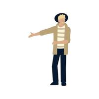 hipster man character cartoon standing, design on white background vector