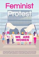 Feminist protest brochure template. Girl power, feminism social movement. Flyer, booklet, leaflet concept with flat illustrations. Vector page layout for magazine. advertising invitation with text