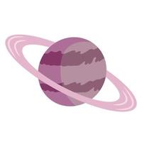 Planet, celestial body cartoon vector illustration. Solar system element, Universe object, Milky Way galaxy sphere flat color object. Saturn, planet with rings isolated on white background