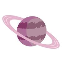 planeta, cuerpo celeste ilustración vectorial de dibujos animados. elemento del sistema solar, objeto del universo, objeto de color plano de la esfera de la galaxia de la vía láctea. Saturno, planeta con anillos aislado sobre fondo blanco. vector