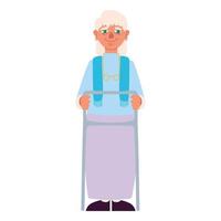 granny with paddle walker vector