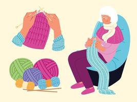 grandmother knits set vector