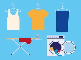 laundry clothes and ironing vector