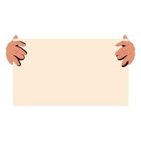 hands holds blank banner vector