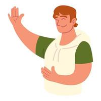 man with hand up greeting vector