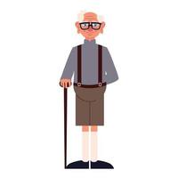 grandpa with walk cane vector