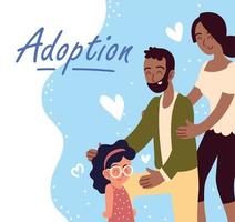 adoption couple and girl vector