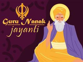 tarjeta guru nanak jayanti vector