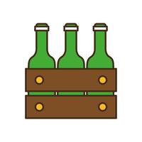 beer bottles in basket line and fill style icon vector design