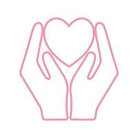 Heart between hands line style icon vector design