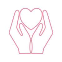 Heart between hands line style icon vector design