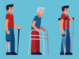 handicapped people set vector