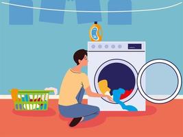 laundry, man with clothes vector