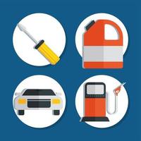 cuatro iconos de servicio de coche vector