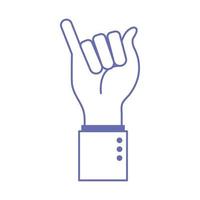 y hand sign language line and fill style icon vector design