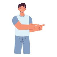 man pointing with hands vector