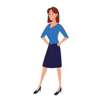 woman with glasses in skirt vector