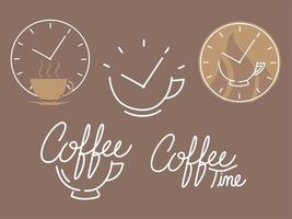 coffee time set icons vector