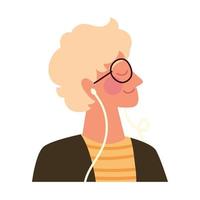 guy using earphones vector