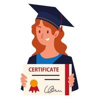 graduate girl with certificate vector