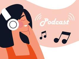 podcast mujer musica vector