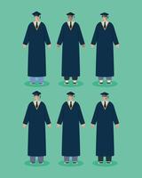 seis hombres graduados vector