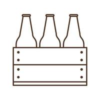 beer bottles in basket line style icon vector design