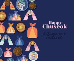 chuseok festival card vector