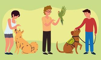 people with pets vector