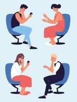 indifferent people sitting vector