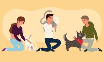 owners with their pets vector