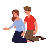 man and woman on knees vector